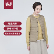 無(wú)印良品（MUJI）女式 便攜式 無(wú)領(lǐng)馬甲 羽絨背心 羽絨服 淺米色3A L 