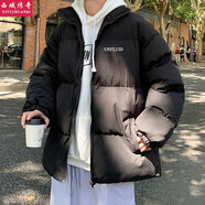 西域傳奇 棉服男士潮牌ins港風(fēng)秋冬季加厚新款潮流羽絨棉衣服情侶裝外套男 黑 M （適合80斤-100斤）