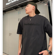 迪伽達美式黑色純棉短袖男夏季2025新款潮牌男士t恤男短袖復古t恤男百搭 HQXS-T55深灰色 XL （建議拍大一碼）