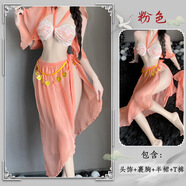 情趣內衣古風(fēng)飄逸蝴蝶系帶性感裹胸漢服古裝誘惑西域風(fēng)情睡裙純欲御姐嫵媚制服約會(huì )免脫戰袍情人節戰衣套裝 粉色【頭飾+掛脖裹胸+仙女裙+丁字褲】 均碼（80-120斤）