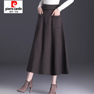 皮爾卡丹（pierre cardin）針織半身裙秋冬加厚冬裙女中長款百褶裙A字顯瘦氣質(zhì)大擺毛線長裙 咖色 均碼 80-150斤