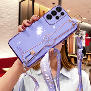 優(yōu)蕾絲 三星S21手機殼S21+保護硅膠套S21ultra腕帶5G背帶斜挎掛繩G9910防摔全包galaxy女款外殼 三星S21 Ultra【丁香紫】全屏鋼膜+斜挎掛繩