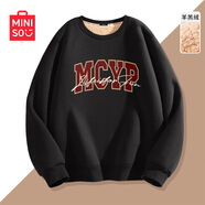 名創(chuàng)優(yōu)品（MINISO）羊羔絨潮流衛(wèi)衣女2024年新款秋冬季保暖圓領(lǐng)上衣女士加絨加厚外套 【羊羔絨加厚】黑色(m學(xué)院字體) S 155 (名創(chuàng)優(yōu)品品質(zhì)保證)