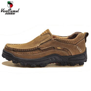 西域駱駝（VANCAMEL）男鞋牛皮大頭皮鞋真皮戶外運(yùn)動(dòng)休閑透氣防滑耐磨工裝鞋 淺棕色套腳 39