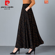 皮爾卡丹（pierre cardin）【多款】跳舞裙女2022春秋新款復(fù)古印花半身長裙女高腰大擺大尺碼 F14亮金條紋 L 腰圍：2.2-2.3尺