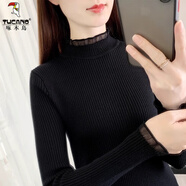 啄木鳥品牌打底衫女內(nèi)搭秋冬新款長袖修身針織衫百搭短款半高領(lǐng)毛衣 黑色 均碼 80-140斤可穿