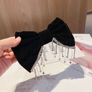 美芙仁韓國水鉆流蘇發(fā)夾女可愛(ài)后腦勺蝴蝶結發(fā)飾紅頭飾橫夾發(fā)卡潮新年禮物 虎年 D黑色流蘇水鉆款發(fā)夾