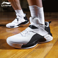 李寧（LI-NING）籃球鞋男鞋閃擊V減震耐磨防滑籃球戰(zhàn)靴CBA比賽鞋 標(biāo)準(zhǔn)白/標(biāo)準(zhǔn)黑ABPN015-1 43