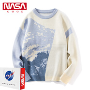 NASA GOOD毛衣男蛇年本命年新年戰(zhàn)衣紅色情侶毛衣加厚親子裝寬松大碼針織衫 P115淺藍（尺碼偏大拍小一碼) L （建議115-130斤）