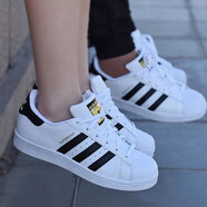 三葉草（Adidas）小白鞋女鞋SUPERSTAR金標貝殼頭板鞋休閑運動鞋 FU7712 35.5