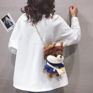 芙玖兔出游毛絨小包包女2025新款生日禮物女生卡通小熊玩偶包毛毛斜挎包 藍色【全國7倉/當次日達】