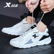 特步運動(dòng)鞋跑步鞋男網(wǎng)面透氣軟底男鞋時(shí)尚輕便減震耐磨防滑休閑鞋子男 米黑-潮流撞色 39