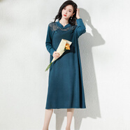品瑟秋冬長(cháng)袖連衣裙修身氣質(zhì)顯瘦高級感女士慵懶風(fēng)百搭裙58616 星空藍 均碼【推薦85-140】