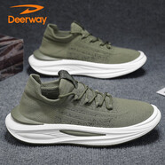 德?tīng)柣荩―EERWAY）鞋子男鞋2025冬季老爹鞋男士厚底增高百搭時(shí)尚運動(dòng)跑步鞋 軍綠 44