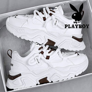 花花公子老爹鞋子男款男鞋2025秋冬季新款加絨棉鞋男士休閑運動(dòng)跑步鞋男 白色 39