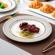 onlycook 歐式陶瓷盤子 家用輕奢牛排盤多用刀叉盤甜品淺盤西餐餐具 10英寸牛排盤/單個