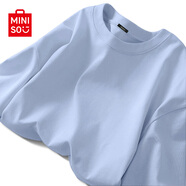 名創(chuàng)優(yōu)品（MINISO）短袖男T恤寬松潮流薄荷曼波穿搭上衣夏季冰感純棉大碼圓領(lǐng)半袖男t 冰川藍(lán)(純色) 3XL (體重180-205斤)