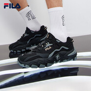 FILA 斐樂官方掠奪者跑步鞋春夏撞色男款休閑運(yùn)動鞋 黑/中灰-BM 40