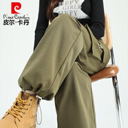 皮爾卡丹（pierre cardin）針織工裝羽絨褲女冬外穿2025新款東北防寒沖鋒褲零下40度極寒棉褲 軍綠色 3XL