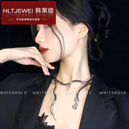 韓萊緹（HLT）抖音網(wǎng)紅款黑暗土酷開口隨意造型蛇形設計感項鏈項圈個性歐美辣妹夸張酷項鏈 隨意造型蛇形 銀色