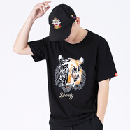 天龍致尊（Denon supreme）短袖T恤男女潮牌夏季中國風(fēng)半袖民族風(fēng)印花短袖T恤衫 688黑色 L