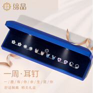 締晶一周耳釘女2025年新款耳環(huán)禮盒銀針耳飾氣質(zhì)高級感生日禮物女朋友 【燈光禮盒六件套】百搭款-T286