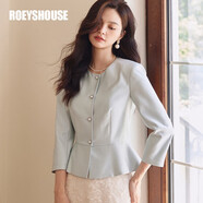 ROEYSHOUSE羅衣知性淺綠色薄款小外套女秋裝新款高級感修身OL西服09101 淺綠色 L