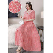 回姿人造棉連衣裙女裝品牌旗靚店娃娃領(lǐng)減齡甜美碎花連衣裙長(cháng)裙棉綢寬 3 均碼（建議80-160斤）