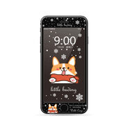 山頭林村蘋(píng)果5SE卡通玻璃鋼化膜4/4S彩膜iPhone7/8plus手機貼膜xr軟邊 黑色柯基 蘋(píng)果5/5S/5C/SE1代