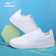 鴻星爾克（ERKE）板鞋男紅星旗艦韓版新款男運動鞋休閑鞋子戶外耐磨圓頭低幫小白鞋 正白/淺灰 39