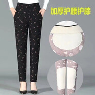 冬季加厚棉褲女媽媽裝褲子外穿打底褲中老年女褲保暖修身女士棉褲 點(diǎn)點(diǎn)花 3XL