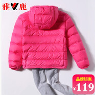 雅鹿2025年新款兒童輕薄羽絨服短款男童女童中大童寶寶青少年薄款外套 玫紅色【可脫卸帽】 160cm