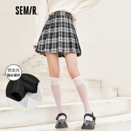 森馬森馬半身裙女短款百搭春秋季百褶裙a字日系格子裙女孩潮流 黑灰色調0492 165/88A/L