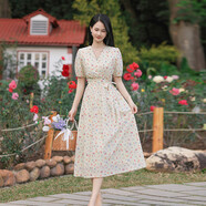 未風(fēng)（WIFING）純棉碎花連衣裙夏季衣服女2025新款氣質(zhì)顯瘦今年流行漂亮裙子 花色 M