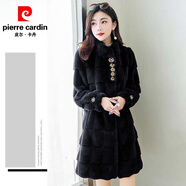 皮爾卡丹加厚皮毛一體丹麥貂絨大衣女冬2025年新款中長(cháng)水貂絨仿羊毛呢外套 貂皮大衣女-黑色【專(zhuān)柜品質(zhì)】 L 辛集海寧皮草- 建議113-125斤