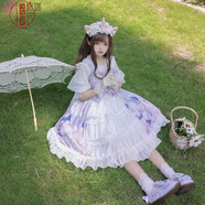 洛麗塔日系蘿莉lolita洋裝吊帶連衣裙 甜美lo裙女學生可愛仙女裙萌洛莉塔復古 全套】甜心小鎮(zhèn)紫（裙子+內搭+裙撐+飛機盒） 均碼