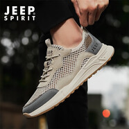 JEEP SPIRIT吉普男鞋時(shí)尚運動(dòng)休閑鞋男透氣網(wǎng)面鞋戶(hù)外鞋子男 004 米色 42 