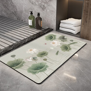 方寸塢中式衛生間地墊速干硅藻泥吸水墊廁所進(jìn)門(mén)口腳墊防滑荷花浴室地毯 荷花一點(diǎn)塘【軟硅藻泥吸水墊】 90*150cm【入戶(hù)可裁剪】