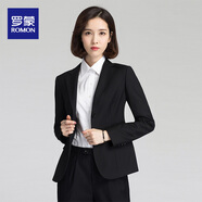 羅蒙西服套裝女士職業(yè)裝韓版修身單西正裝商務(wù)OL女式面試工作通勤西服 黑色(套西) 170/96 褲子84