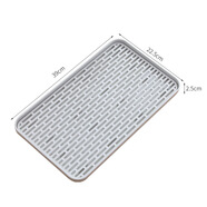 舒趣樂(lè )茶具托盤(pán)家用廚房水果盤(pán)放茶杯長(cháng)方形客廳雙層瀝水盤(pán)杯子 灰色（22.5*39cm）