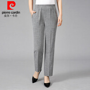 皮爾卡丹（pierre cardin）2025夏季薄款棉麻女士褲子中年老年女褲高腰褲寬松松緊腰休閑九分 透氣棉麻深灰色一條裝 XL 90-110斤