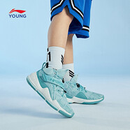 李寧童鞋兒童籃球鞋男童中大童高幫減震運(yùn)動(dòng)鞋防滑耐磨籃球鞋 純凈藍(lán)/海水藍(lán)KBR054-5 42碼