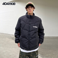 404MOBGANG【陳立農同款】潮流蛛網(wǎng)格棉衣冬季美式立領(lǐng)面包服三防保暖棉服 黑色 XL