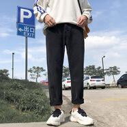 軒萊雅 牛仔褲男直筒寬松韓版潮流春秋新款百搭學(xué)生潮牌男士九分褲子男 774-黑色112 XL
