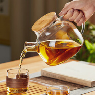 憶壺茶茶壺玻璃泡茶壺大容量煮茶壺加厚茶水分離壺家用水壺客廳冷水壺 加厚樂(lè)宜壺-1000ml【竹蓋】