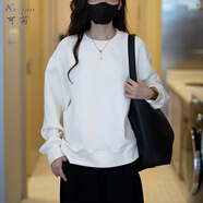 可茵（Keyin）衛(wèi)衣女運(yùn)動(dòng)套裝女2025年秋冬新款圓領(lǐng)寬松減齡上衣高腰休閑褲子女 白色衛(wèi)衣 XL