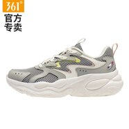 361°花生女鞋運動(dòng)鞋2026春夏新款網(wǎng)面透氣跑鞋女士復古休閑百搭老爹鞋 4U灰/羽毛白 37