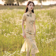 佐緋絡(luò)雙層年輕款旗袍改良少女中長款春夏日常氣質(zhì)復(fù)古2023年新 9015 M
