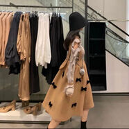 秸媞冬天衣服女套裝單件/套裝毛呢背帶裙套裝裙秋冬季蝴蝶結(jié)高腰A字裙 毛衣+背裝 S
