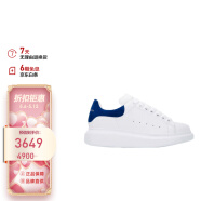 亚历山大麦昆AMQ 女士系带小白鞋休闲运动鞋  白色/巴黎蓝 37.5  礼物